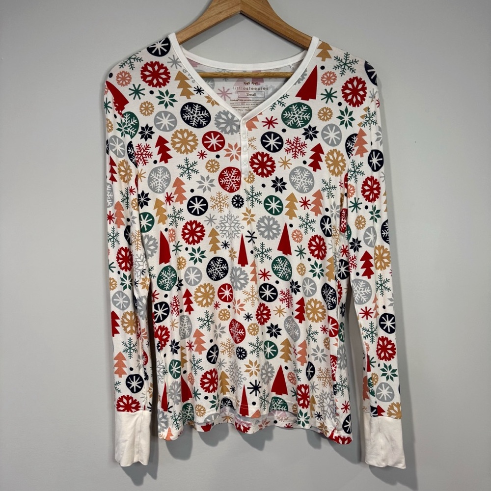 Little Sleepies Womens Holiday Fair Isle Long Sleeve Pajama Top Lounge Winter S
